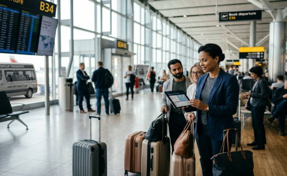 travel from Essex to Heathrow airport with a group